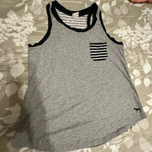 PINK Victoria's Secret Striped Gray and Black Tank